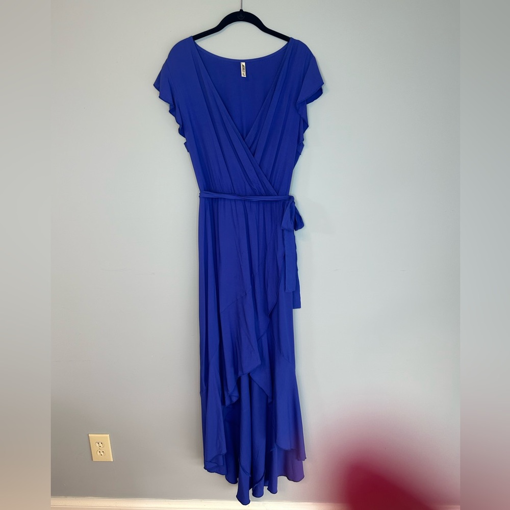 Royal Blue high/low midi dress